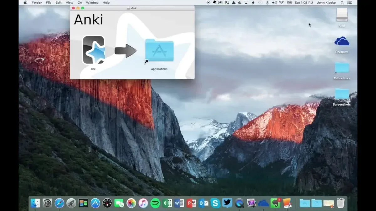 How to install Anki on Mac shown on laptop screen during installation process