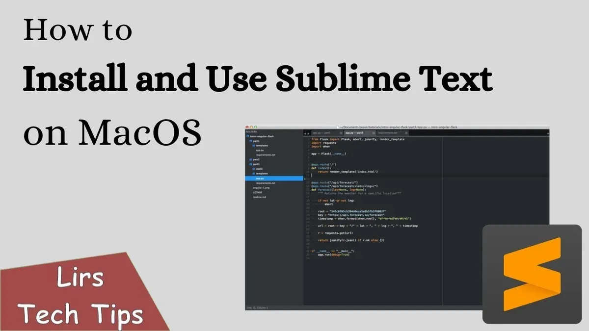 MacBook screen displaying how to install Sublime Text on Mac instructions