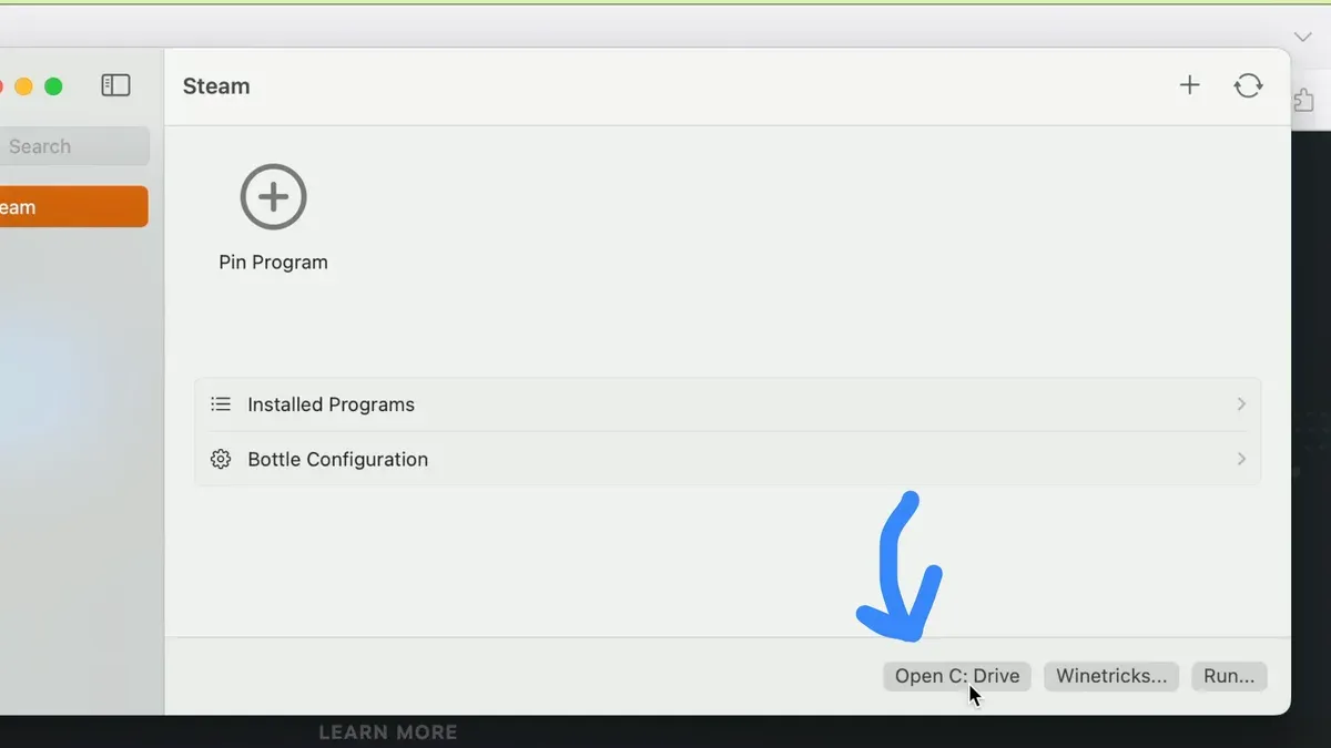 Person installing Windows only games in Steam on Mac laptop