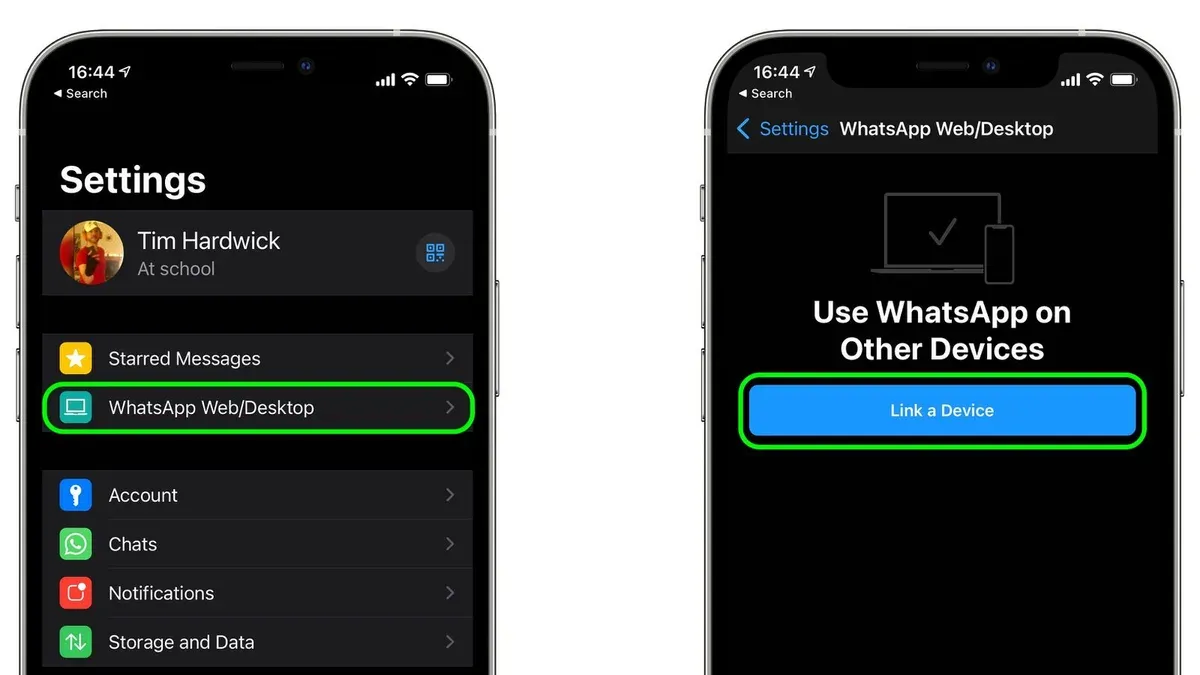 How to link WhatsApp to Mac in WhatsApp Desktop showing QR code on MacBook and phone
