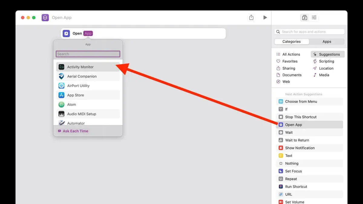 Mac keyboard shortcut to open Activity Monitor displayed on laptop screen