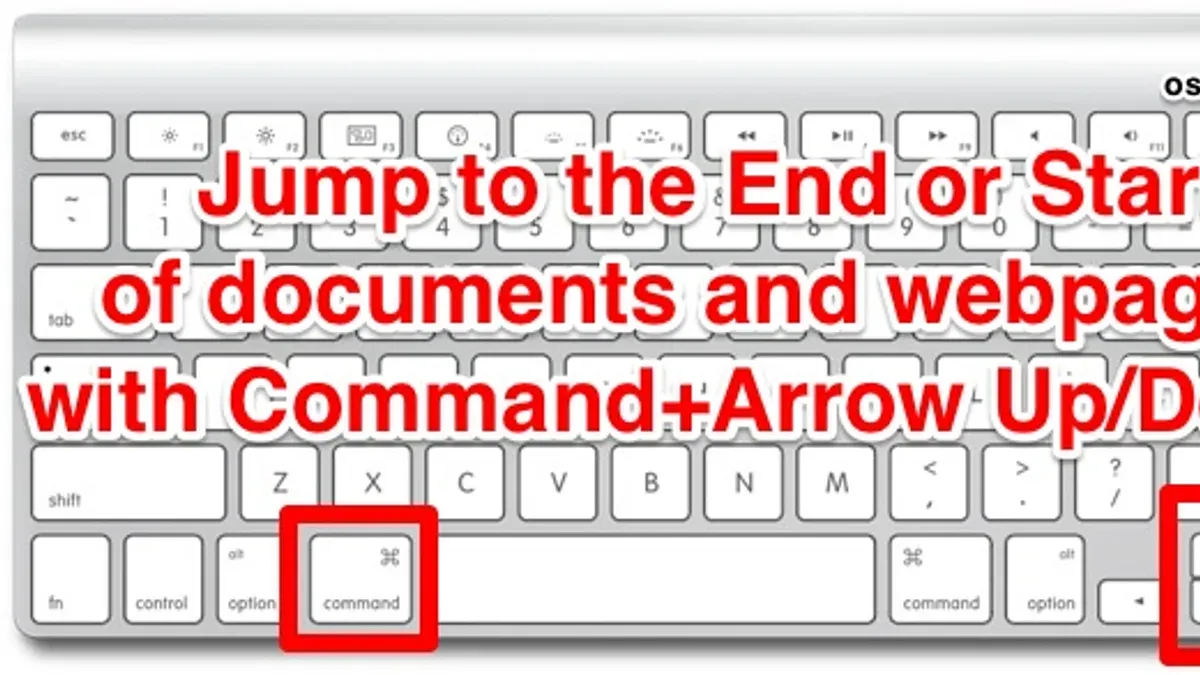 Mac keyboard shortcut to jump to end of document being used on a laptop