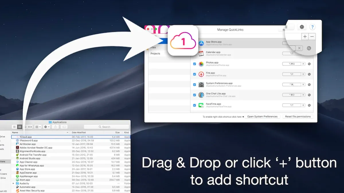Mac keyboard shortcut to open Downloads folder displayed on screen