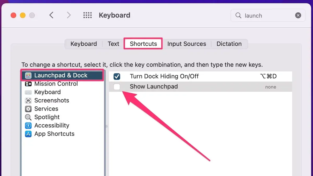 Mac keyboard shortcut to open Launchpad displayed on screen with user hands on keyboard