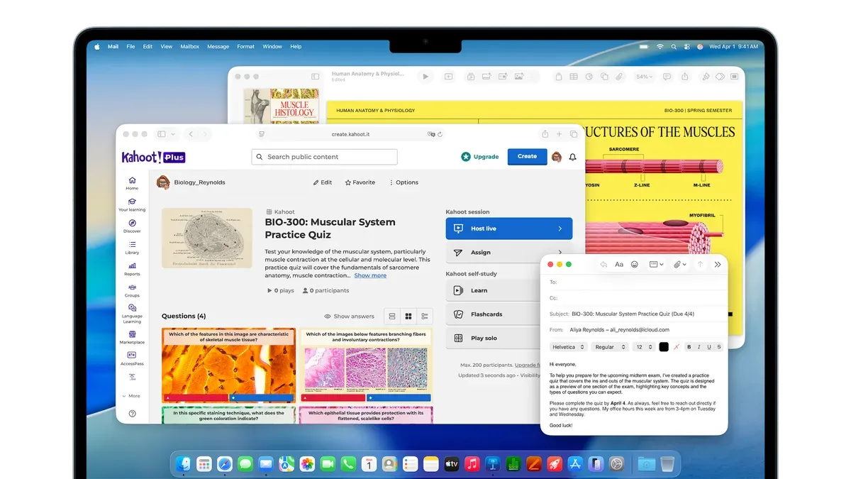 MacBook Air 15 inch M5 showing macOS update screen on desk