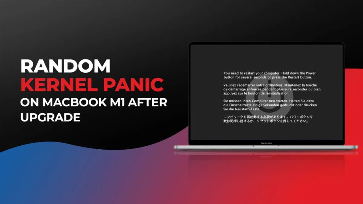 Person troubleshooting MacBook Pro M1 Pro kernel panic issue with black screen