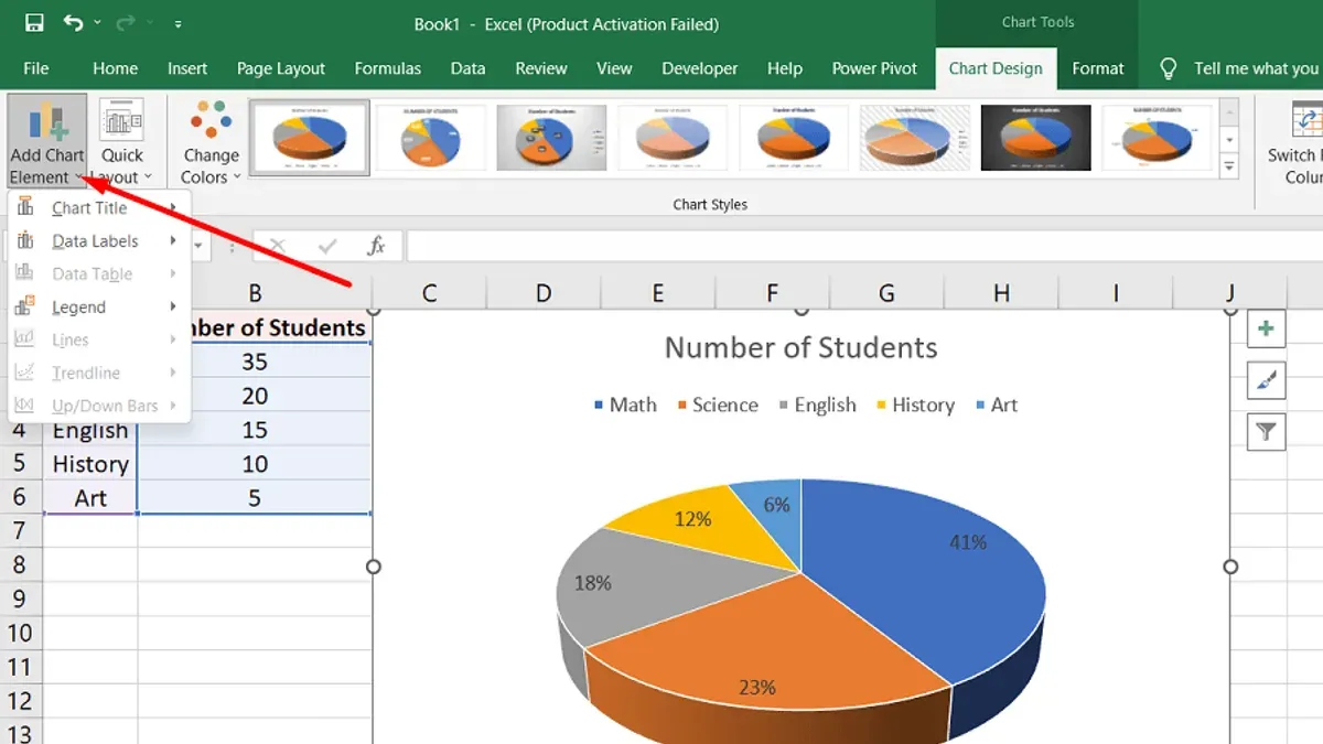 How to make a pie chart in Numbers shown on a Mac laptop screen