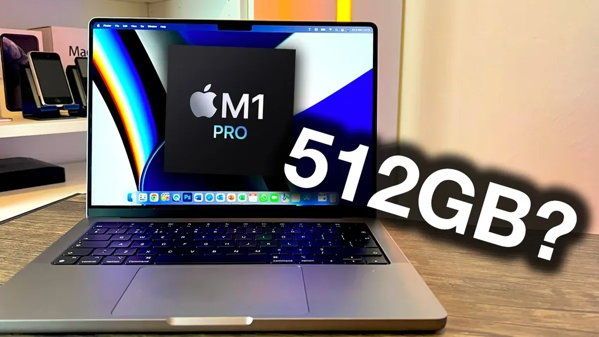 MacBook Pro M1 Pro displaying storage full message on screen