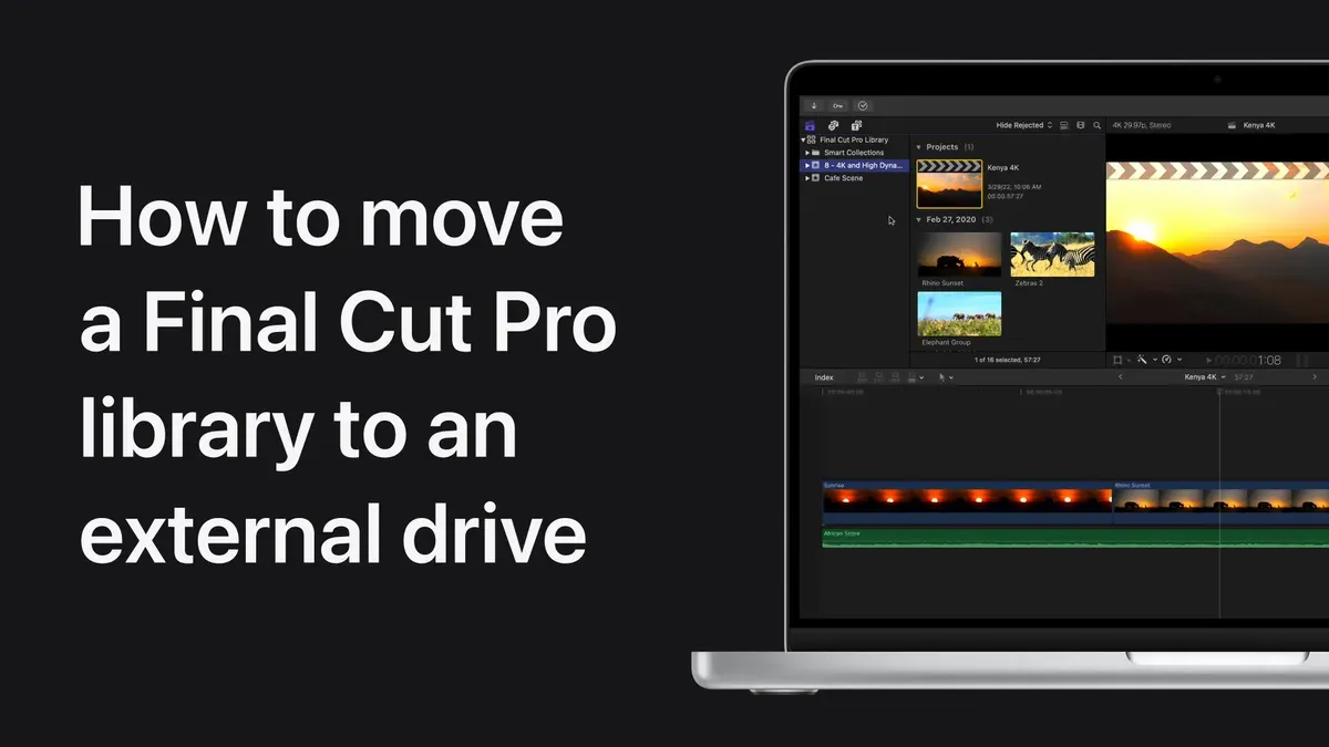 How to manage libraries on external drive in Final Cut Pro with external SSD connected to MacBook
