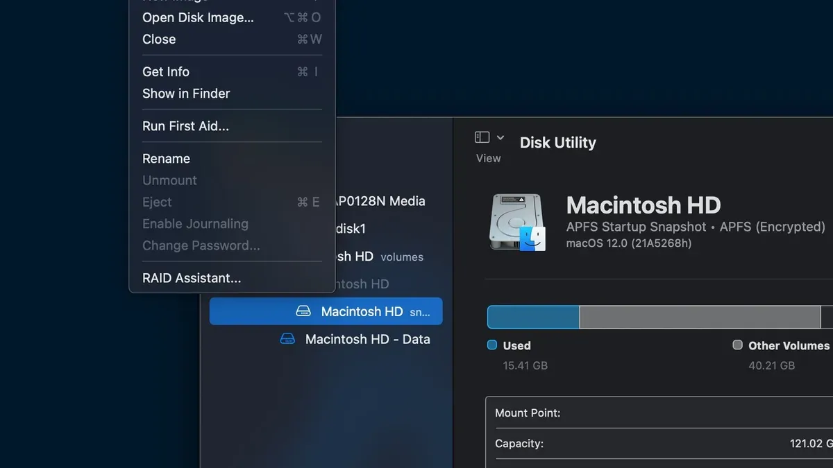 How to mount an ISO file in Disk Utility on a Mac screen