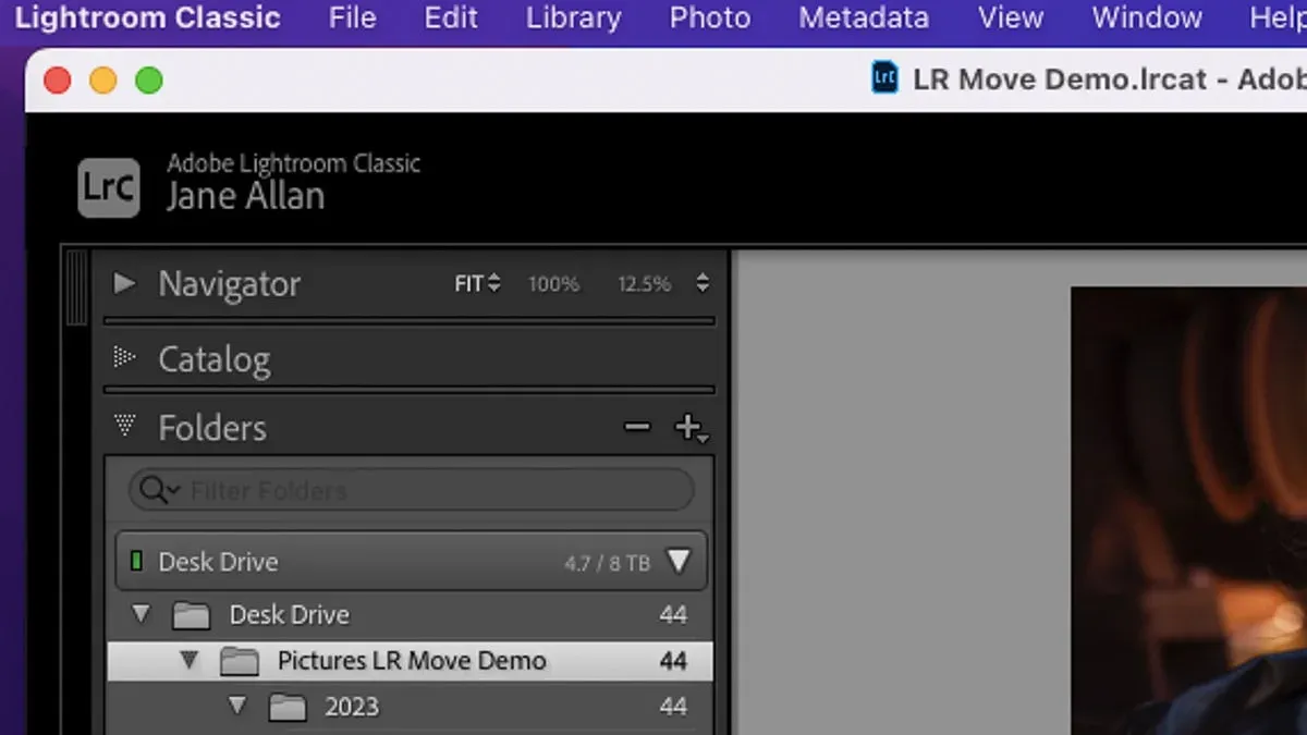 How to move catalog to new Mac in Lightroom Classic on Mac showing photo transfer on laptop