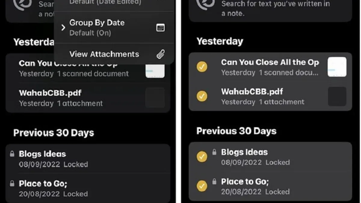 How to move notes between folders in Notes app shown on a tablet screen