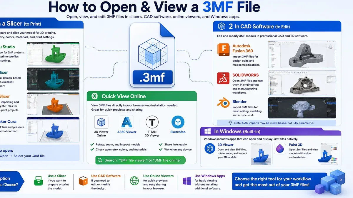 User opening and viewing a.3mf file on Mac laptop screen