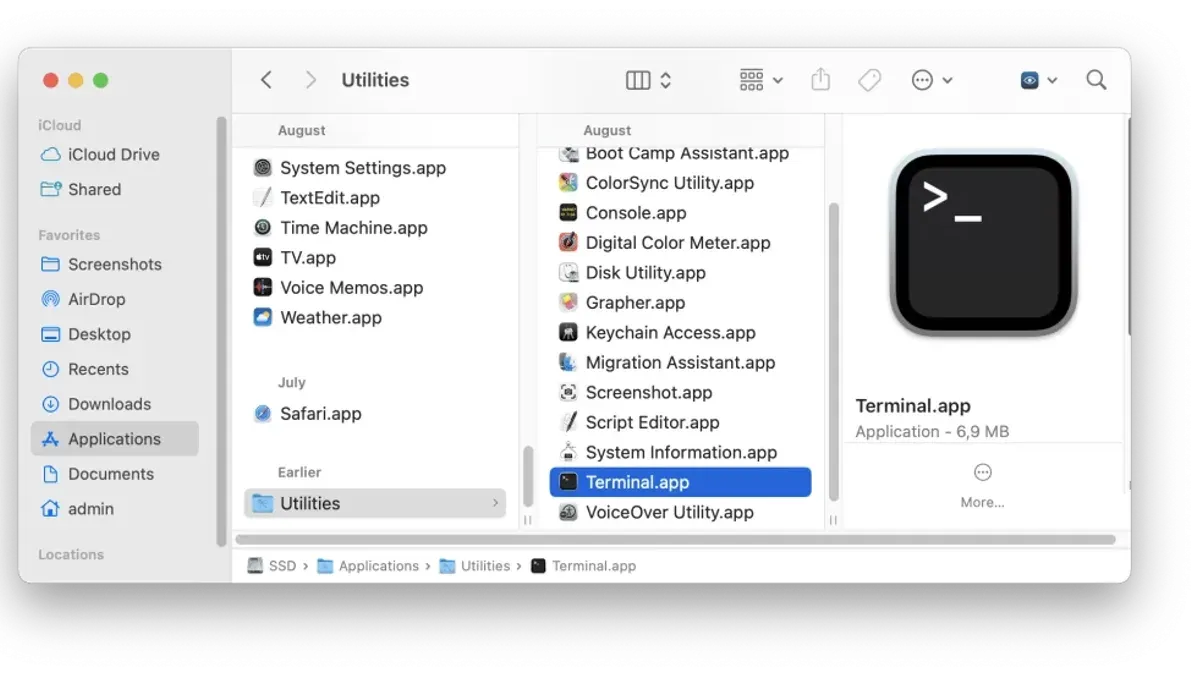 How to open apps from Terminal in Mac Terminal shown on a MacBook screen