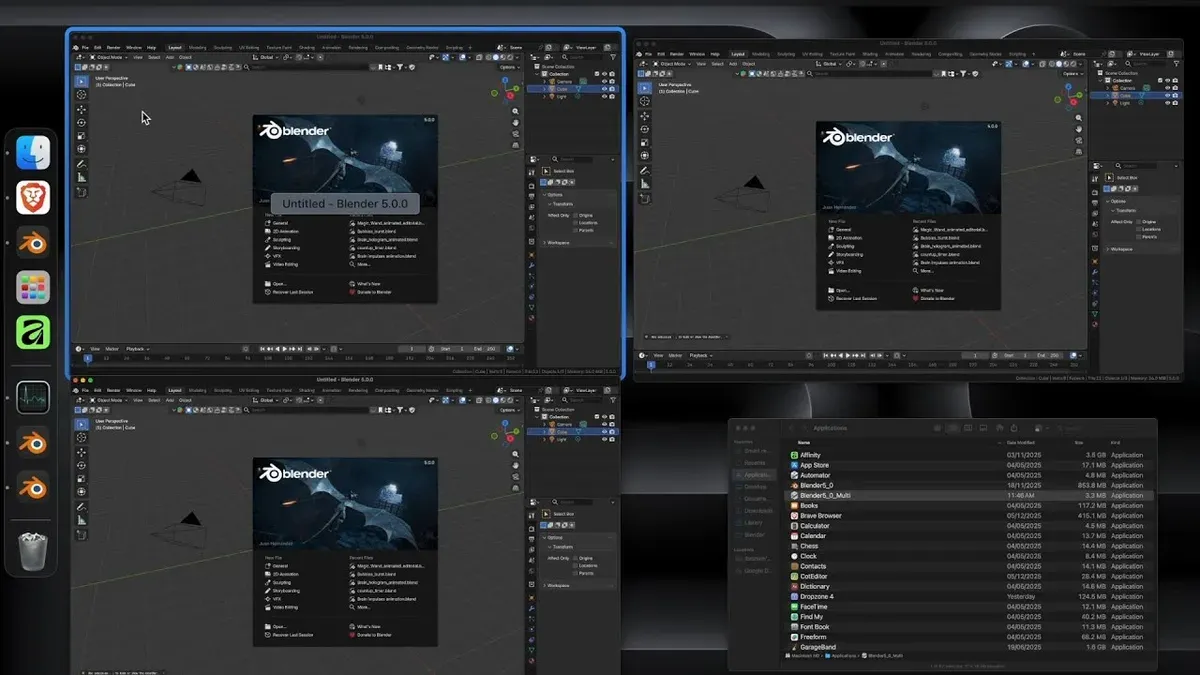 Mac screen displaying Blender software with a.blend file open