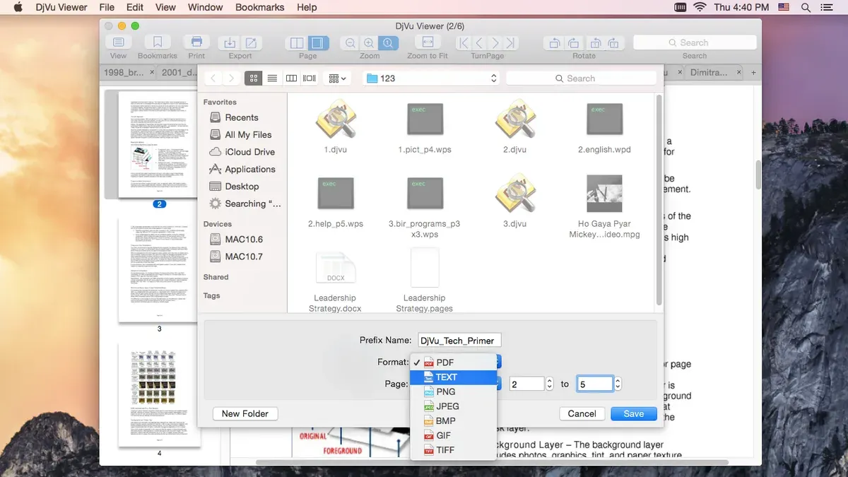 MacBook screen showing how to open.djvu file on Mac with a viewer app