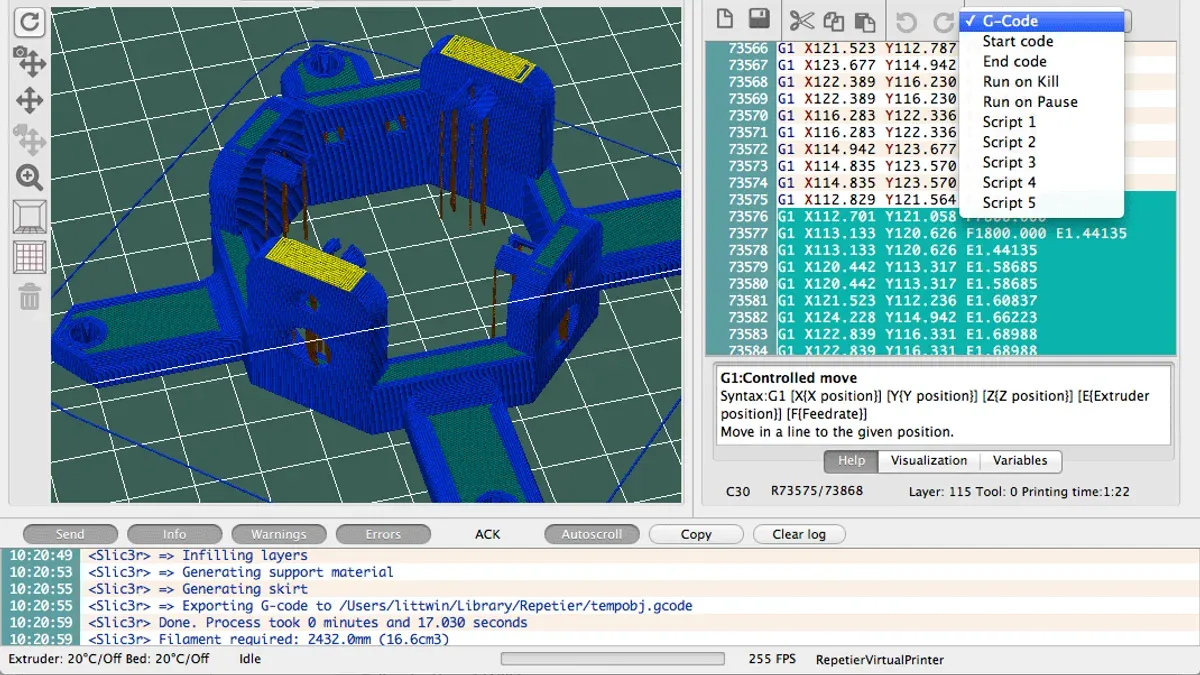 Mac screen showing how to open.gcode file on Mac with 3D printing software