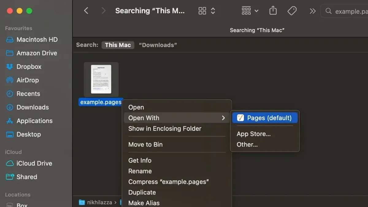 Mac laptop screen showing how to open.pages file on Mac