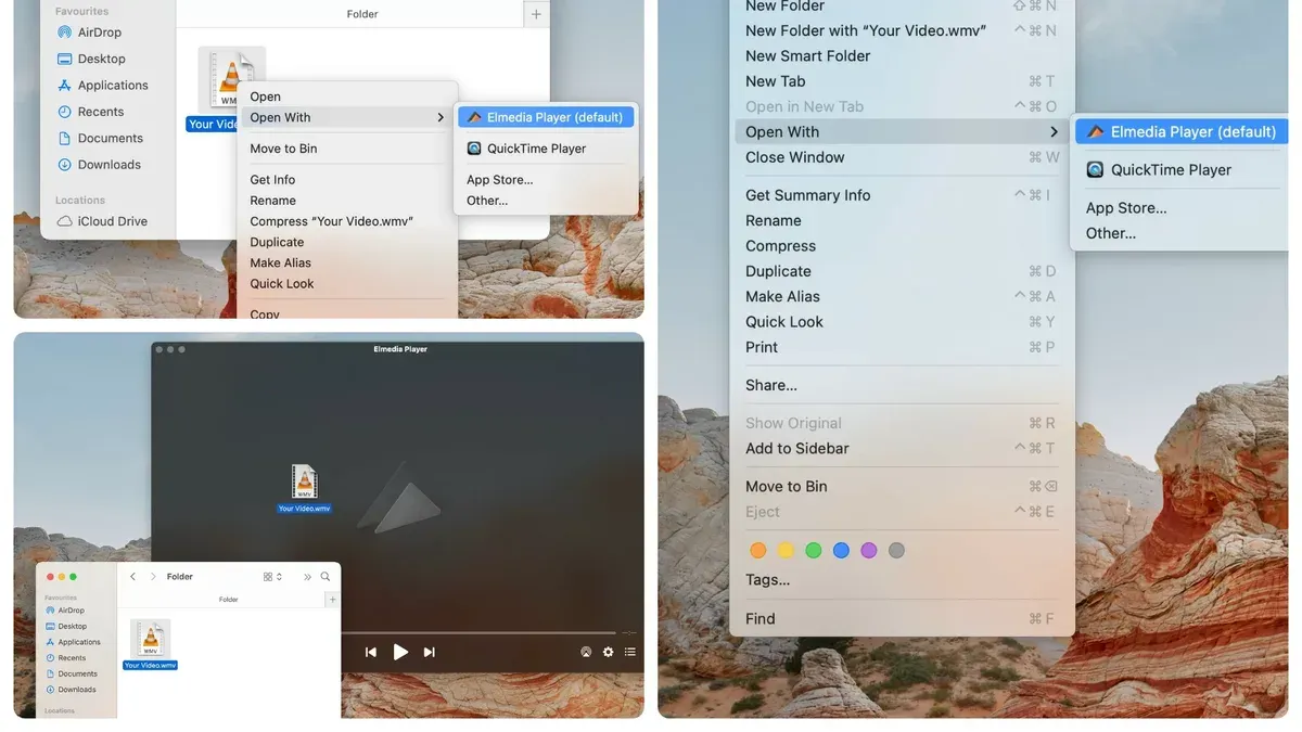 How to open.wmv file on Mac shown on MacBook screen with media player