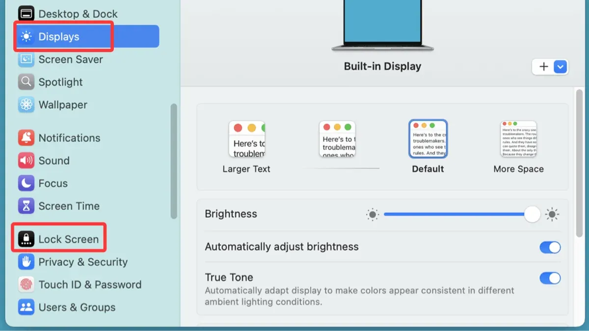 MacBook showing system settings to prevent Mac from sleeping on Mac