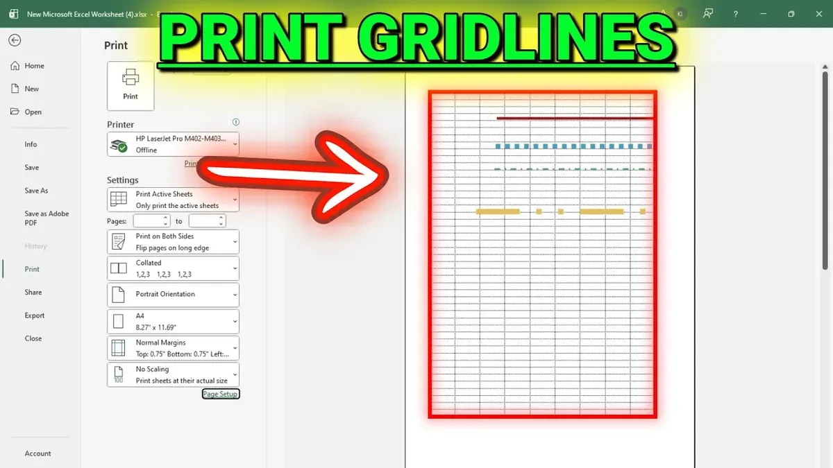 How to print gridlines in Excel on Mac displayed on a laptop screen