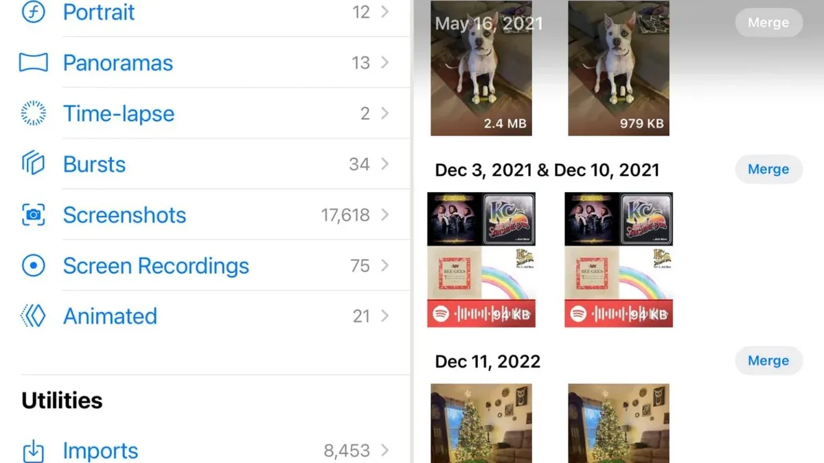 User removing duplicate photos in Photos app on MacBook screen