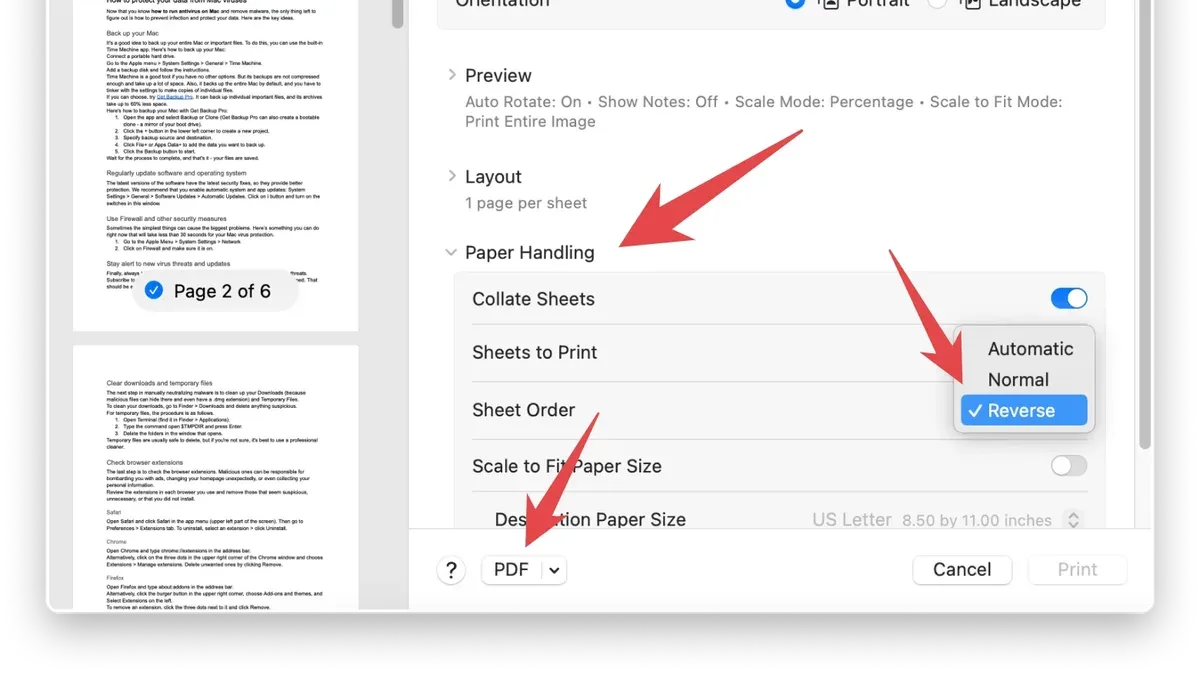 MacBook displaying how to reorder PDF pages in Preview with thumbnails sidebar visible