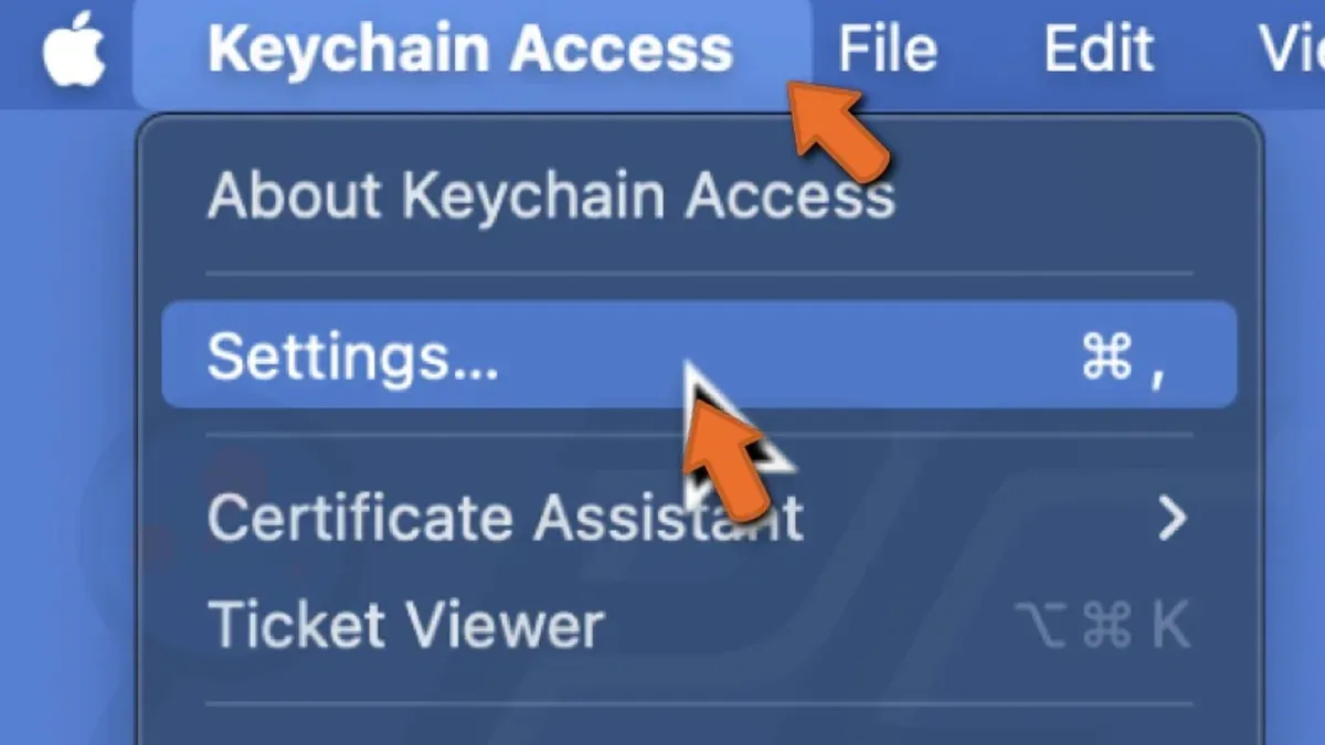 How to reset the login keychain in Keychain Access on a MacBook screen