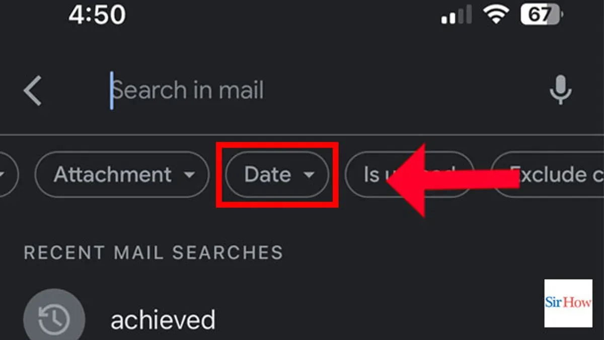 How to search emails by date in Mail app shown on laptop screen