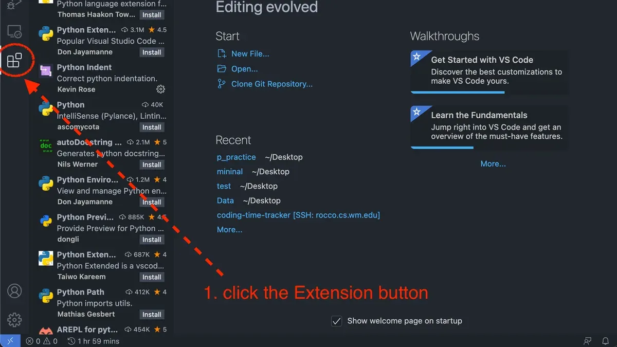 Developer setting up Python in VS Code on Mac with terminal and code editor visible