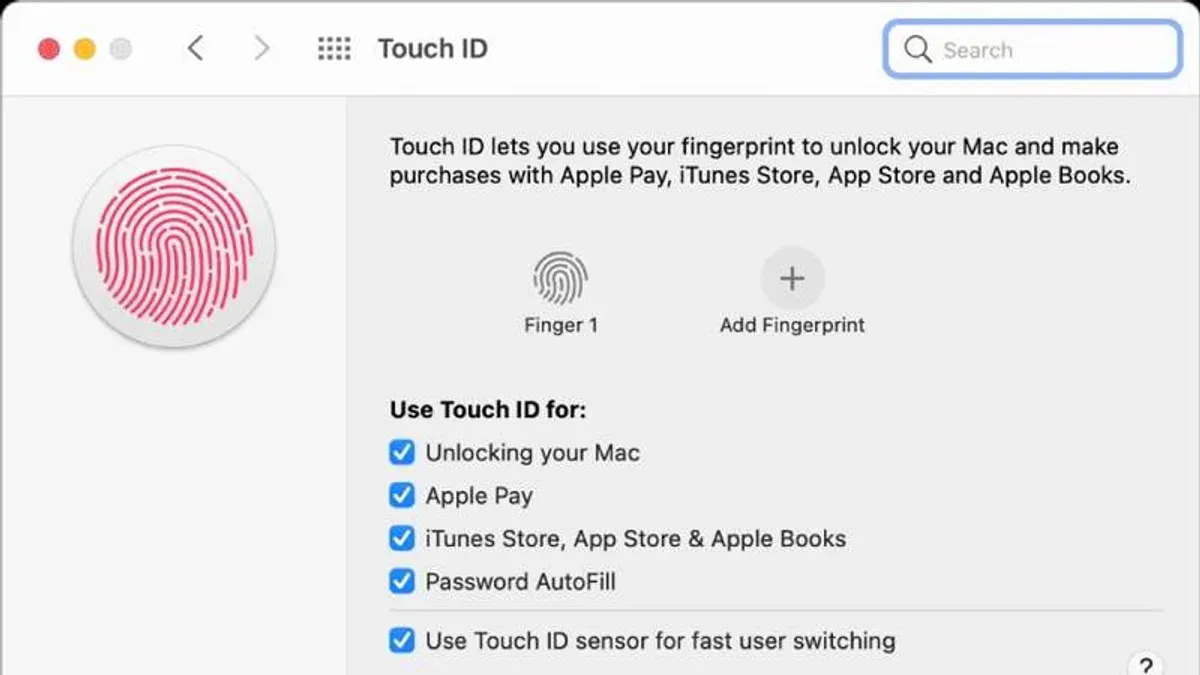 User setting up Touch ID on MacBook for secure access