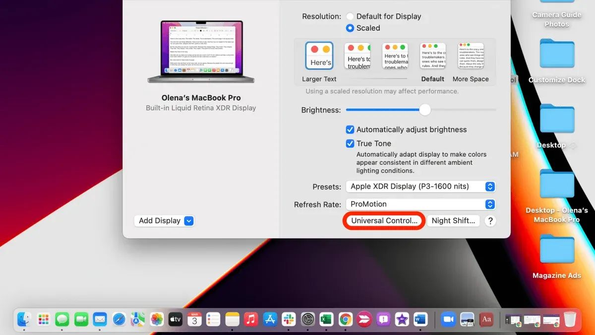User setting up Universal Control on Mac with Mac and iPad side by side