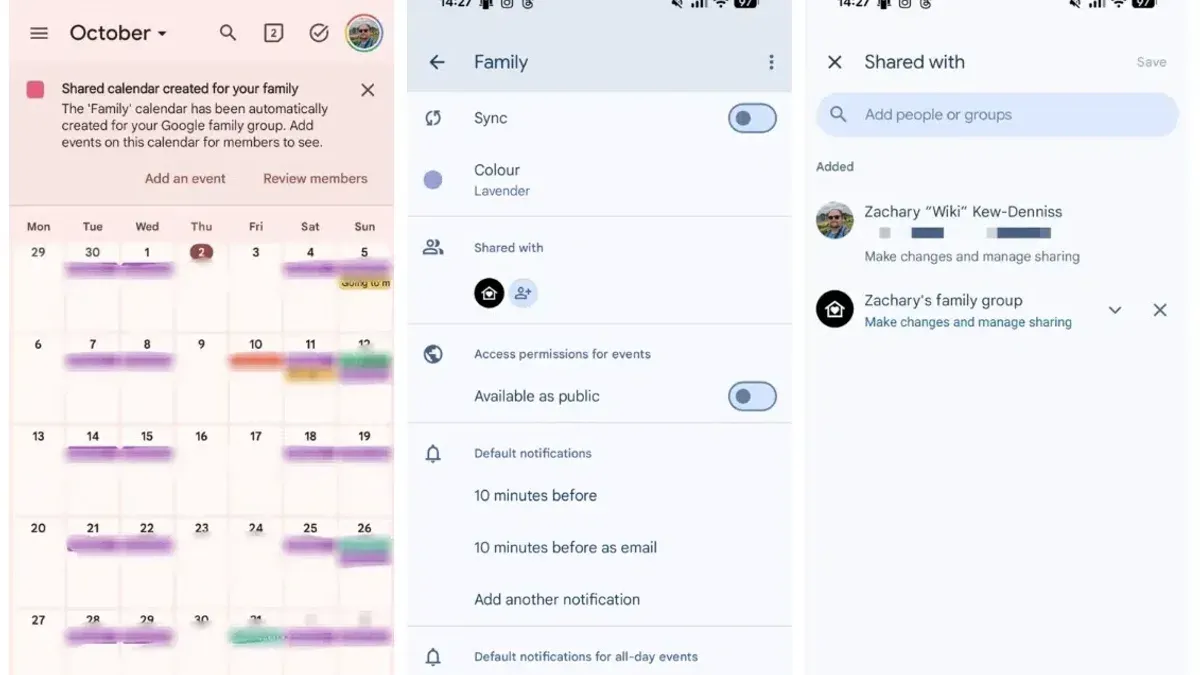 Person sharing a calendar in Calendar app on iPhone and Mac