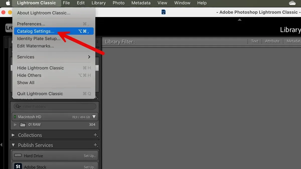 MacBook screen showing Lightroom Classic importing photos quickly on Mac