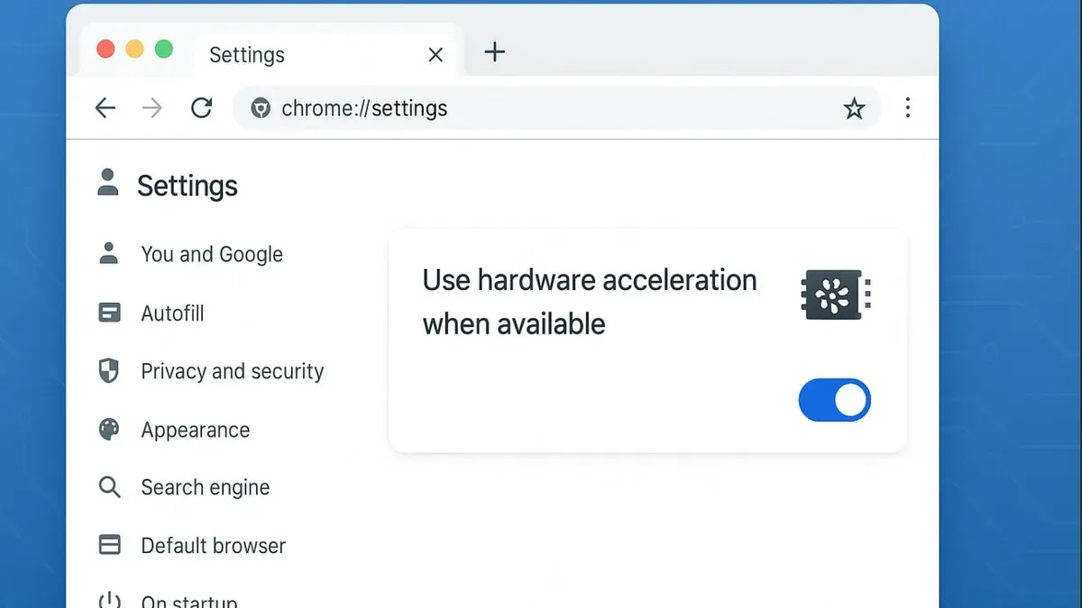How to turn off hardware acceleration in Google Chrome on Mac settings screen