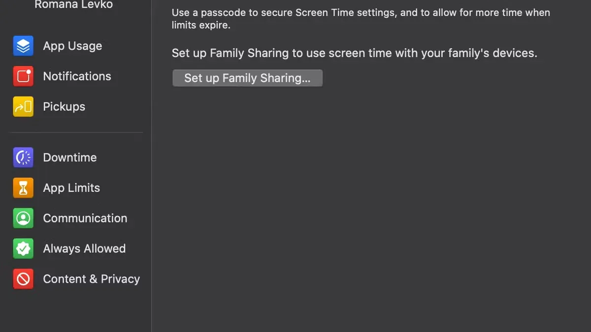 Screen showing how to turn off Screen Time in Screen Time on Mac