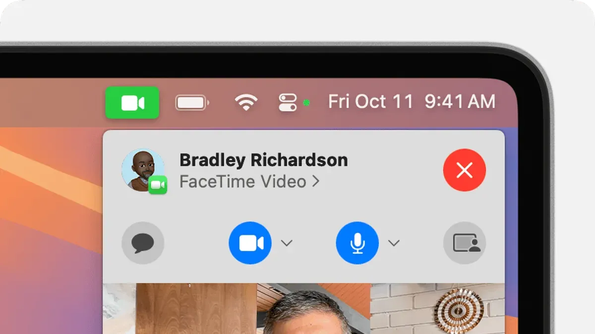User sending reactions in FaceTime on Mac during a video call