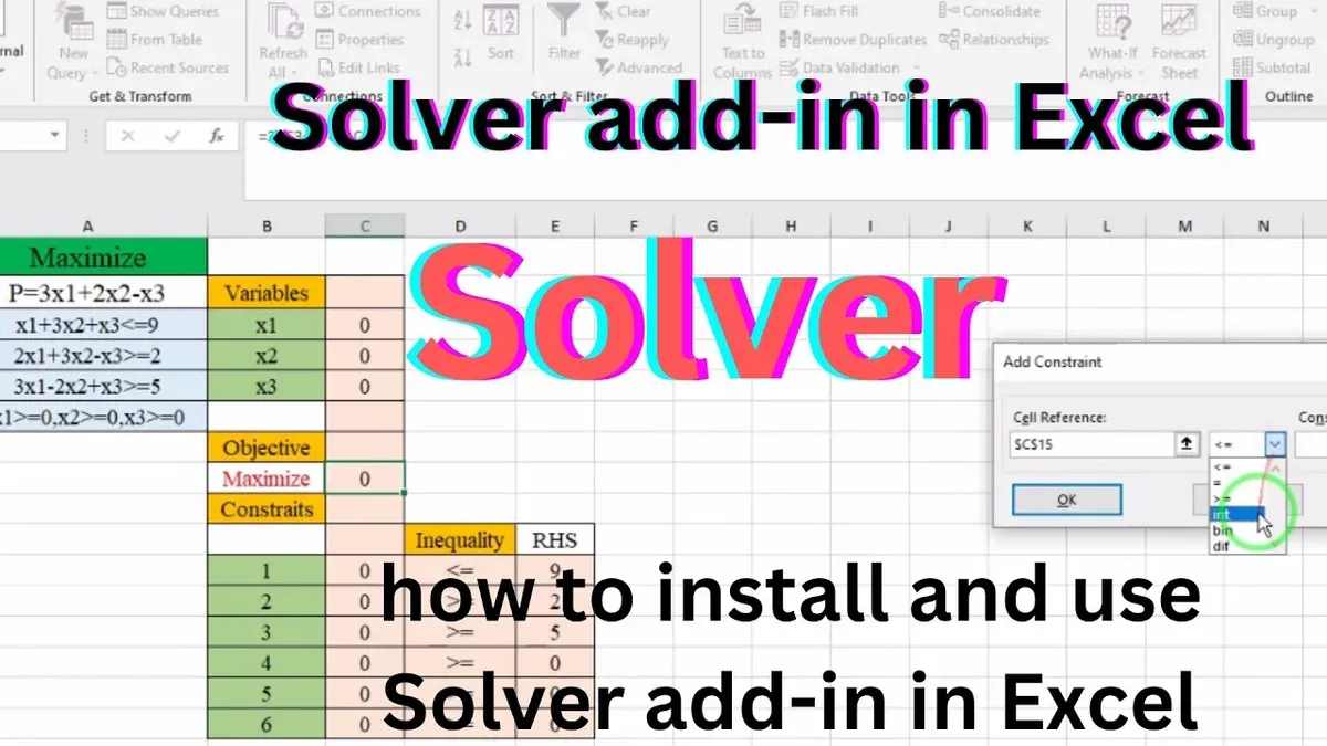 Using Solver add-in in Excel on Mac to solve optimization problems