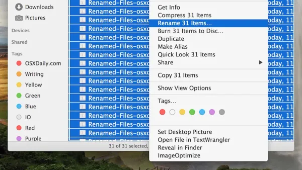 Mac screen displaying how to batch rename files in Finder on Mac