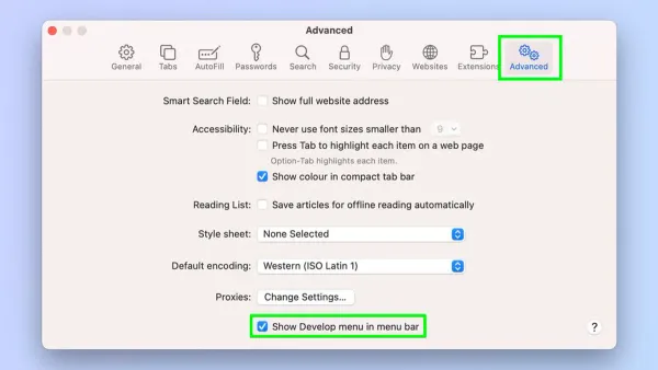 MacBook screen displaying how to inspect element in Safari with web inspector tools visible