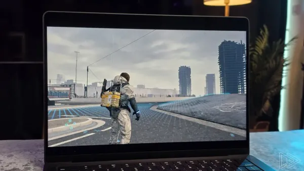 MacBook Air M3 running Death Stranding game smoothly on screen