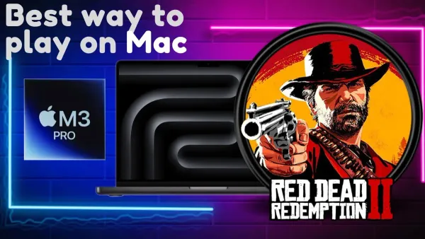 MacBook Air M3 running Red Dead Redemption 2 game on screen