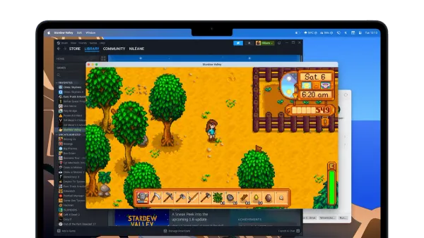 MacBook Air M3 running Stardew Valley smoothly on screen during gameplay