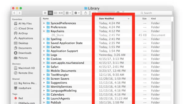 Mac Finder window displaying files sorted by date added to organize files effectively