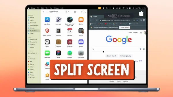 MacBook Pro M1 Pro showing how to use split screen on MacBook Pro M1 Pro with two apps side by side