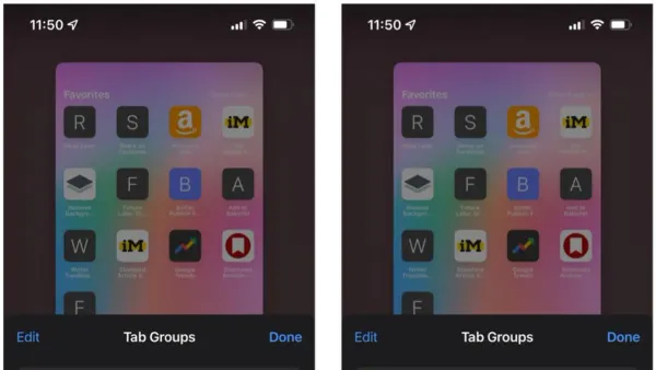 User managing how to use Tab Groups in Safari on MacBook and iPhone screens