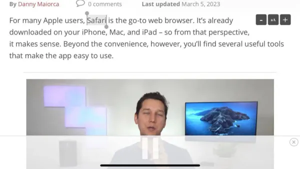 User viewing how to view page source in Safari on Mac and iPhone