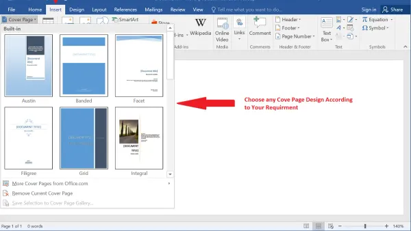 How to add a cover page in Pages shown on a laptop screen with design elements