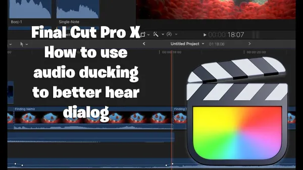 Video editor auto ducking audio in Final Cut Pro to balance dialogue and background music