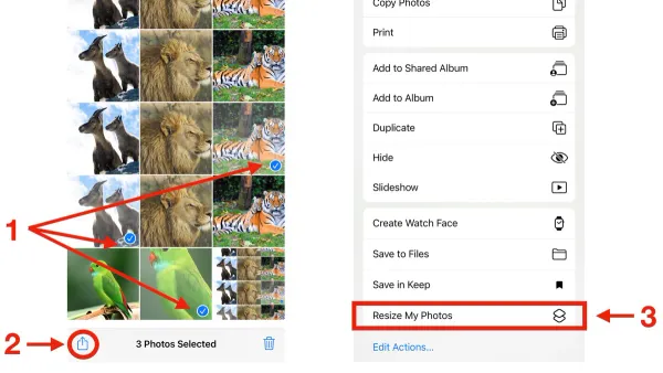 How to batch resize images in Shortcuts app on an iPhone screen
